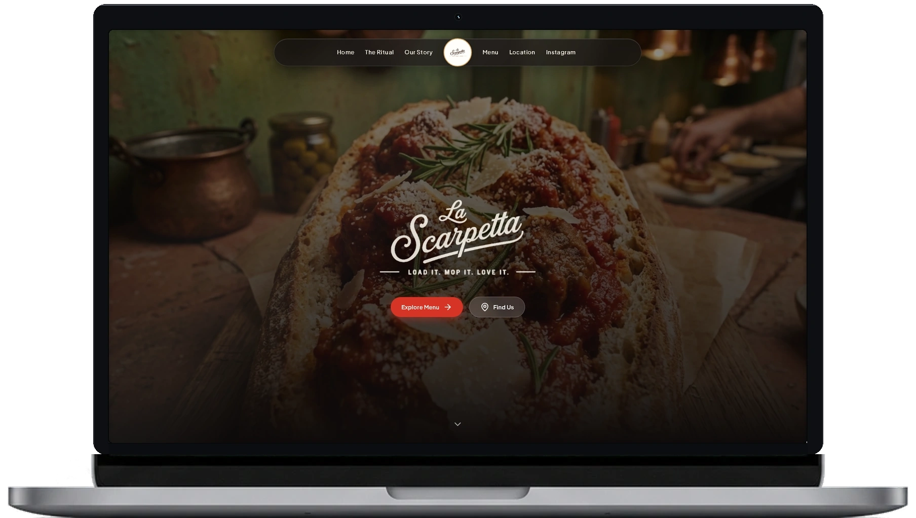 La Scarpetta Italian Restaurant & Pizzeria Website on MacBook Pro