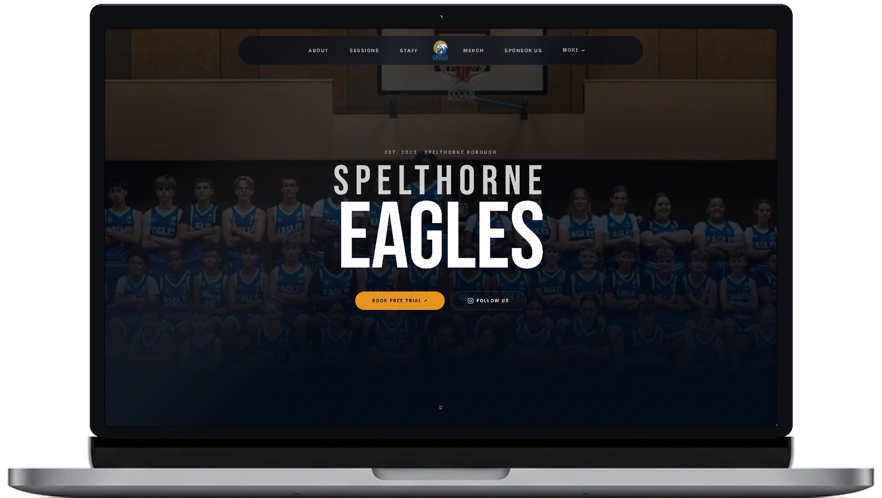 Spelthorne Eagles Basketball Website on MacBook Pro